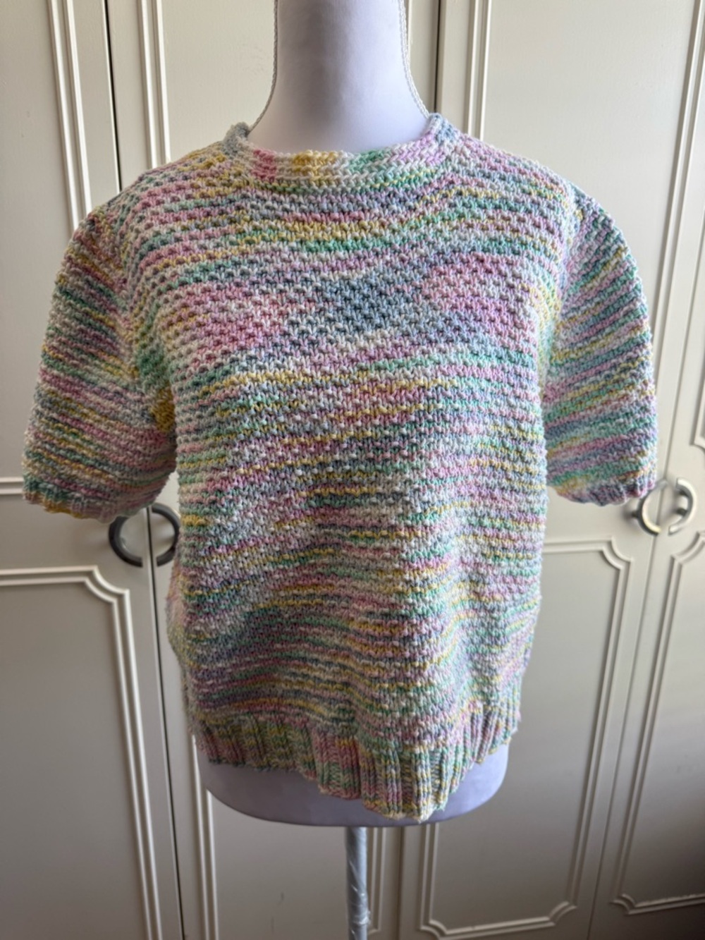 Handmade Vintage Knitted Short Sleeve Sweater Sweater